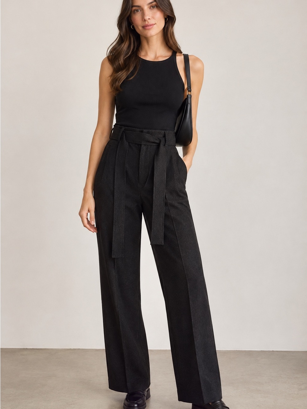 High-Waist Dark Grey Aritzia Wilfred Wool Blend